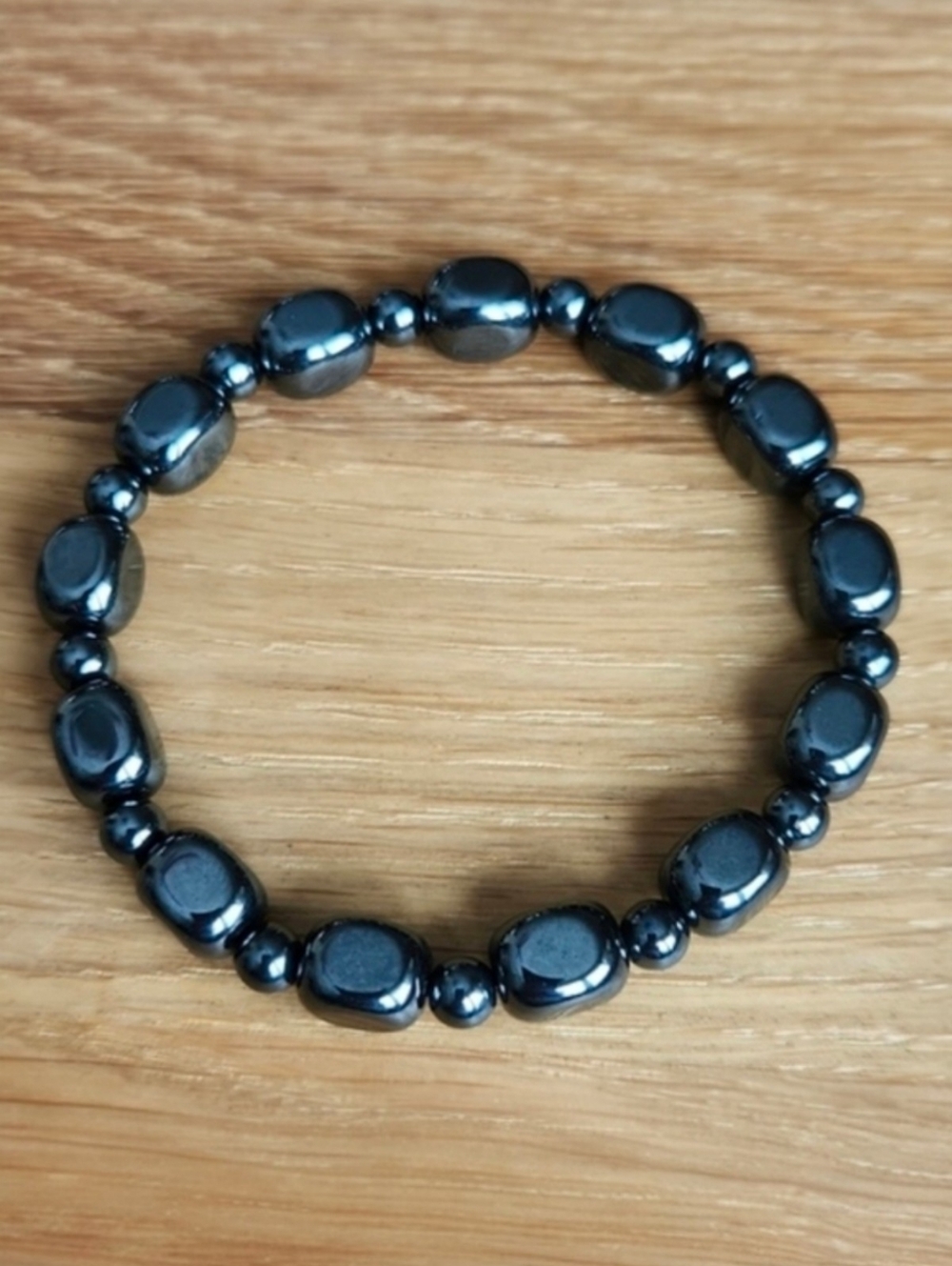 Gray Hematite Beads Stretch Bracelet - Hand Crafted